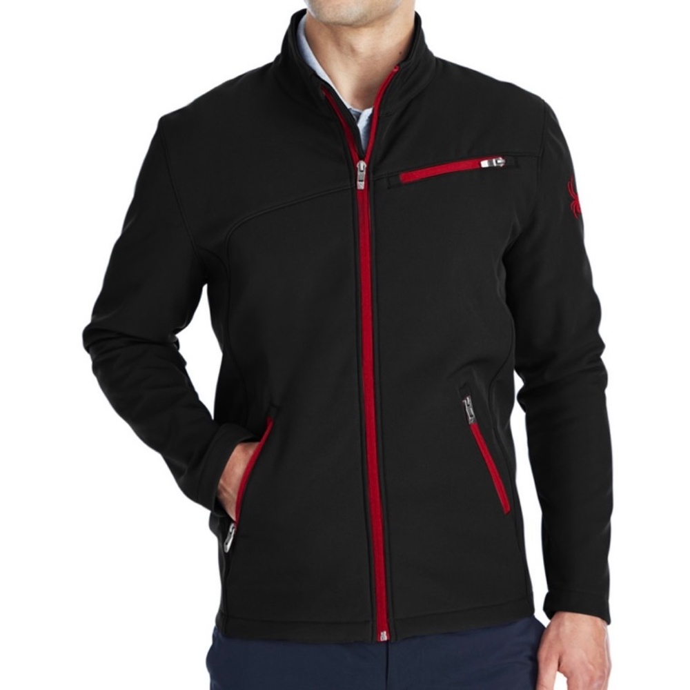 Spyder Xt.l waterproof, fleece-lined softshell jacket - black & red - size XXL